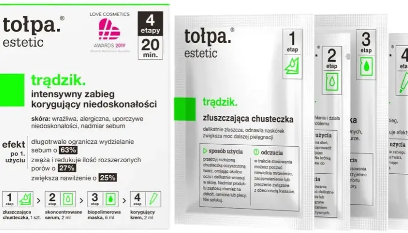Tołpa estetic trądzik – 4 intensywne zabiegi korygujące dla pięknej skóry
